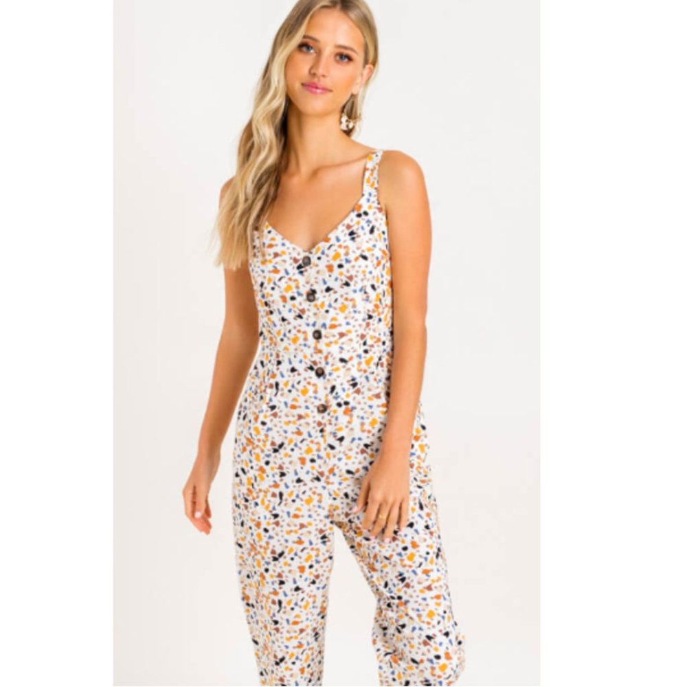 Make a Splash! Lush Patterned Jumpsuit | Size M